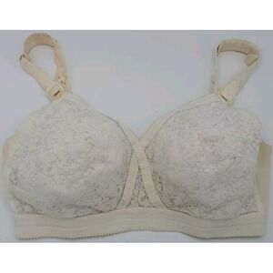 Vtg Montgomery Ward Lace Bra X CrisCross Front Wireless 4 Hook Back Close Read